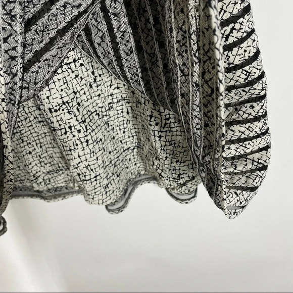 Parker Mesh Ribbed Fit and Flare Silk Lined Mini Dress White Black Size XS - Picture 7 of 9